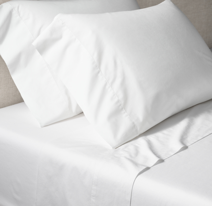 Front view of Organic Italian Vintage-Washed 464 Percale Sheet Set 