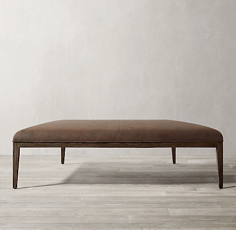 Fabric And Leather Coffee Tables Rh, Restoration Hardware Bridge Leather Coffee Table Ottoman