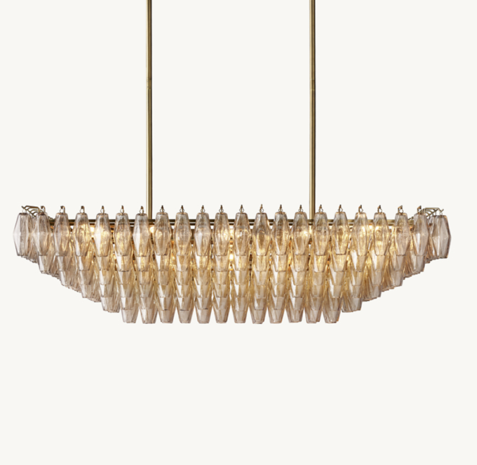 Chiara Smoke Glass Tiered Rectangular Chandelier 54\"