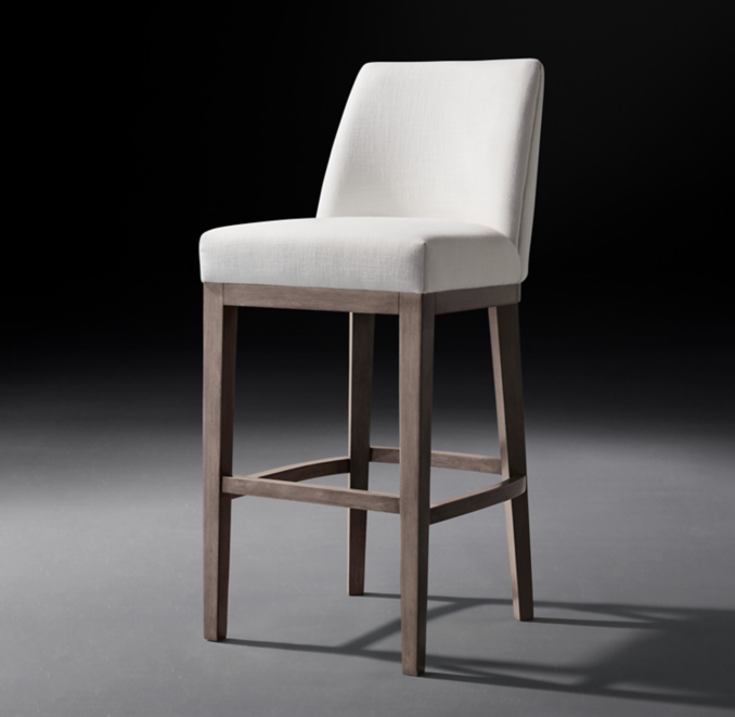 Three Quarter view of Morgan Curved-Back Armless Fabric Bar & Counter Stool 