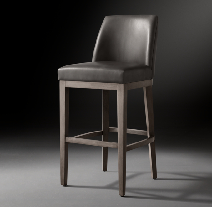 Three Quarter view of Morgan Curved-Back Armless Leather Bar & Counter Stool 