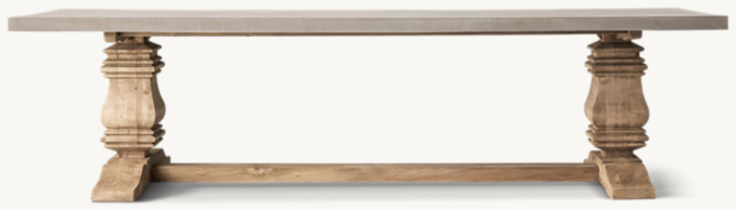 Salvaged Wood & Concrete Trestle Rectangular Dining Table