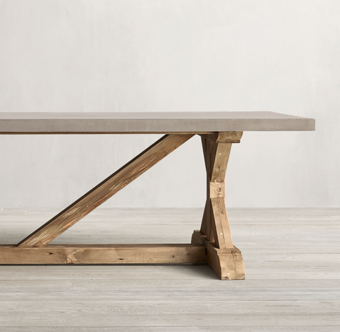 Salvaged Wood & Concrete XBase Rectangular Dining Table