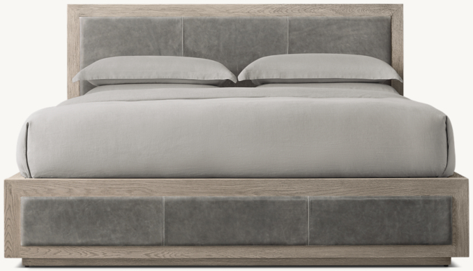 Front view of Kempton Leather Storage Bed 