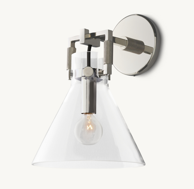 Machinist Glass Funnel Sconce 8" RH