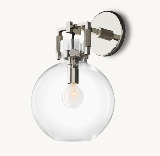 Machinist Glass Globe Sconce 20cm RH