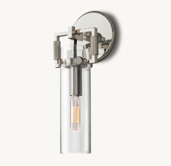 Machinist Glass Cylinder Sconce 9\"