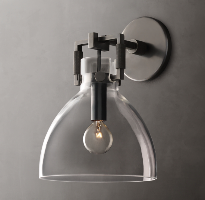 Machinist Glass Cloche Sconce 8