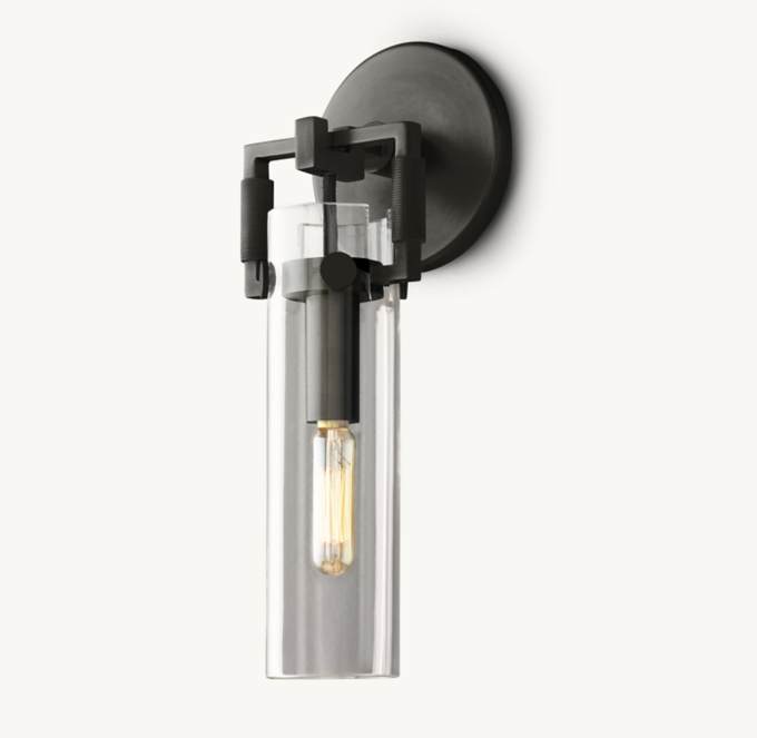 Machinist Glass Cylinder Sconce 9\"
