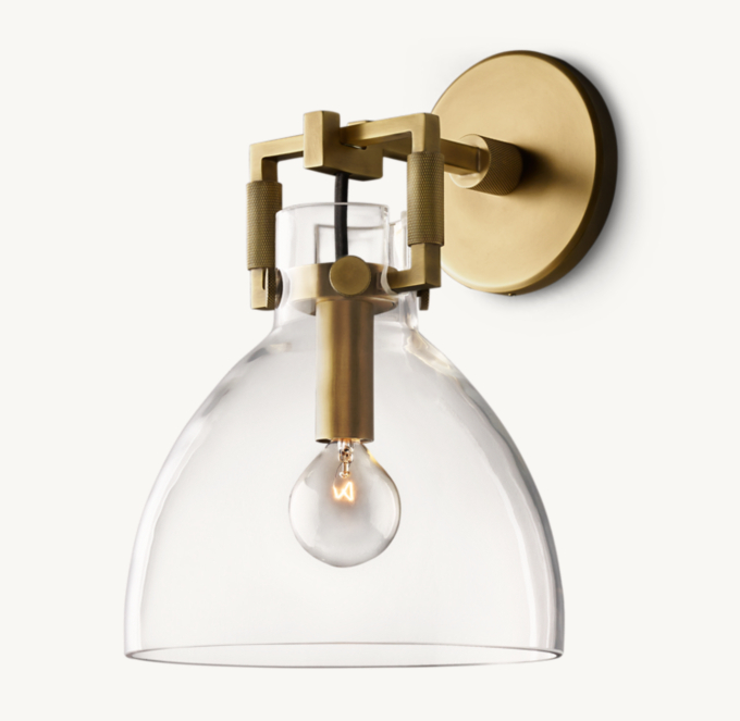 Machinist Glass Cloche Sconce 8\"