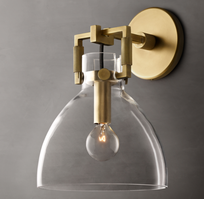 Machinist Glass Cloche Sconce 8\"