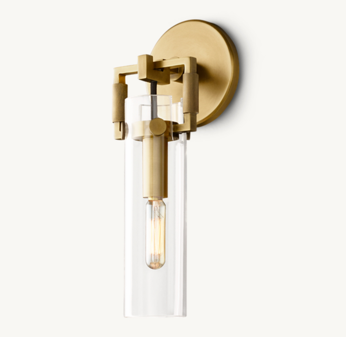 Machinist Glass Cylinder Sconce 9\"