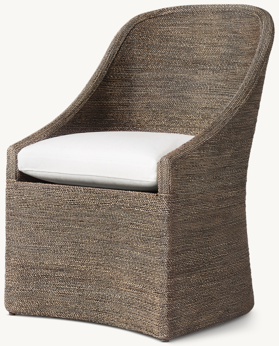 Marisol Seagrass Woven Base Slope Arm Dining Side Chair