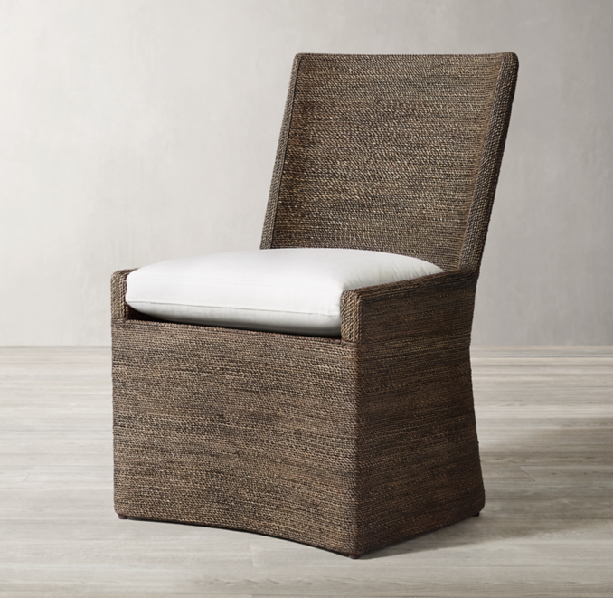 Marisol Seagrass Woven Base Track Arm Dining Side Chair