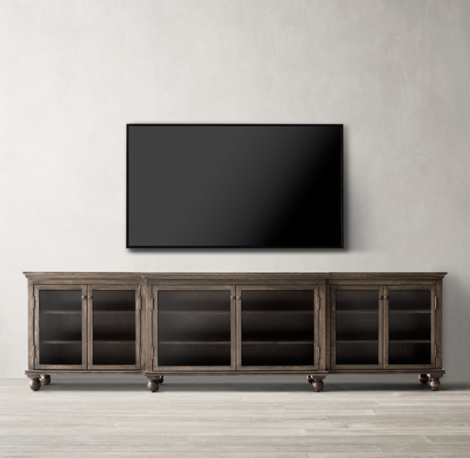 Annecy Metal-Wrapped Glass Large Media Console