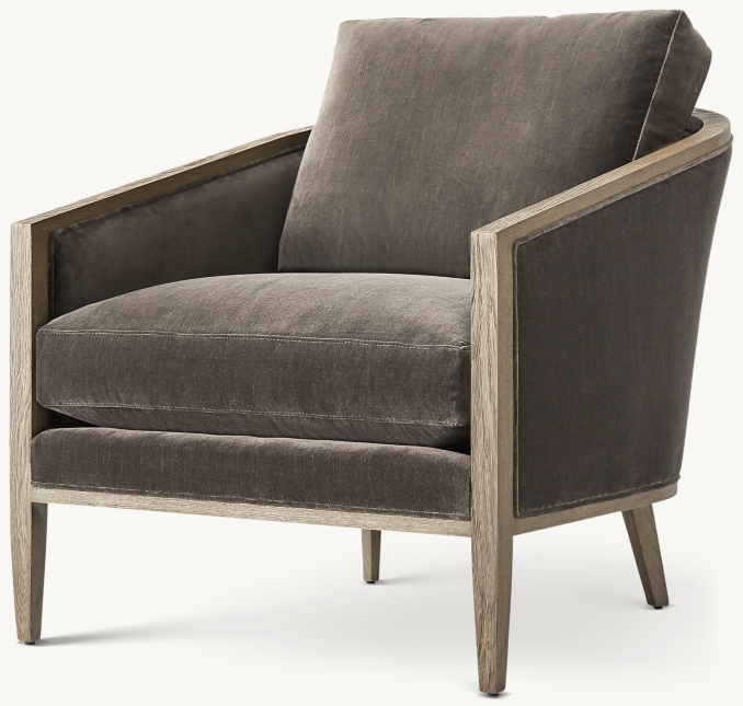 Three Quarter view of French Contemporary Barrelback Chair 