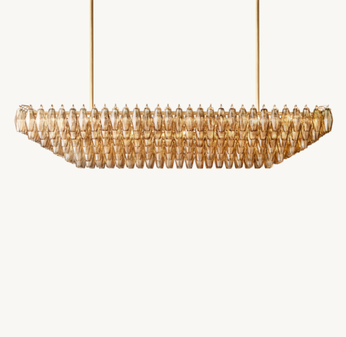 Chiara Smoke Glass Tiered Rectangular Chandelier 74\"