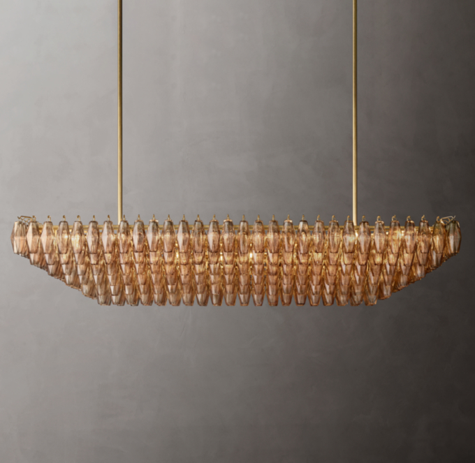 Chiara Smoke Glass Tiered Rectangular Chandelier 74\"