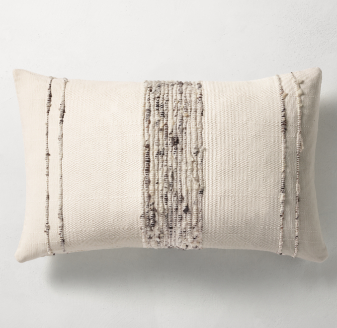 Handwoven Marled Bold Center Stripe Pillow Cover Lumbar