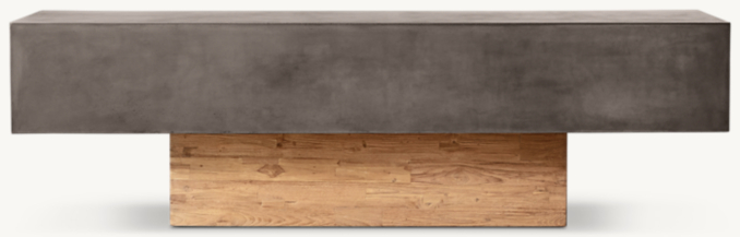 Front view of Solano Concrete &Amp; Teak Bench 