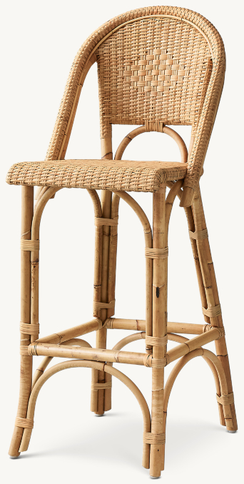 Three Quarter view of St. Germain Rattan Armless Bar & Counter Stool 