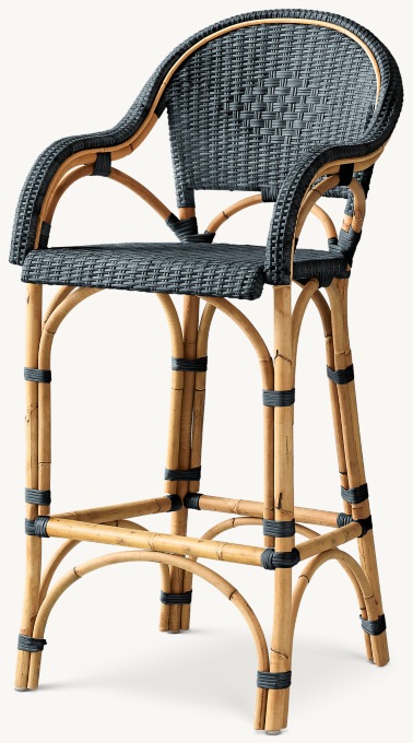 St. Germain Rattan Bar Counter Stool RH