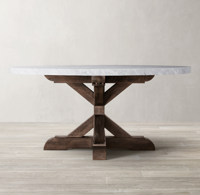 Salvaged Wood & Marble XBase Round Dining Table