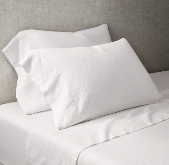 Front view of Organic Stonewashed Belgian Flax Linen Sheet Set 