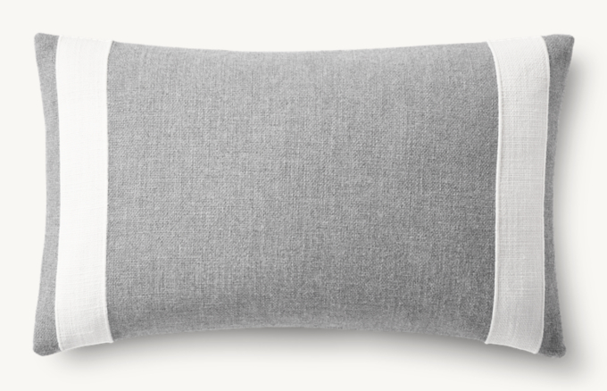 Double-Band Appliqué Outdoor Pillow Cover - Lumbar