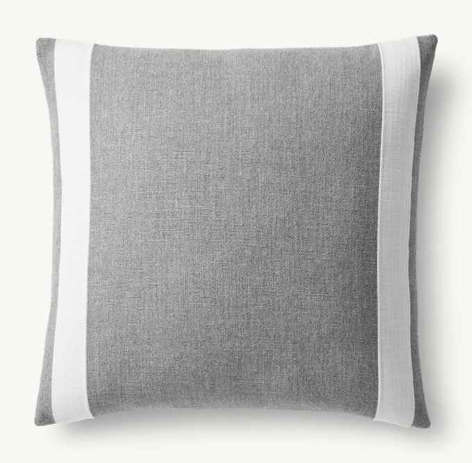 Double-Band Appliqué Outdoor Pillow Cover - Square