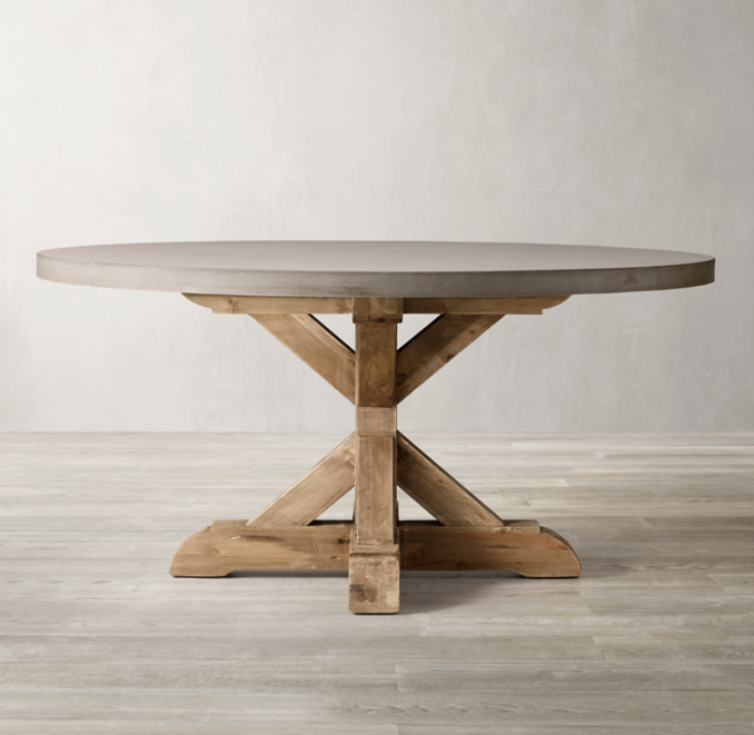 Salvaged Wood & Concrete XBase Round Dining Table