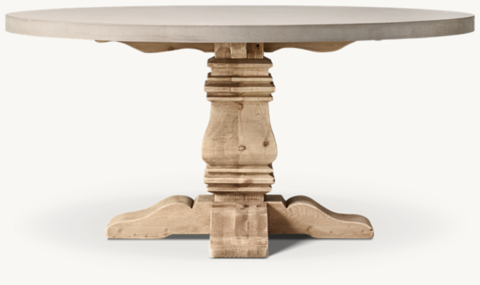 Salvaged Wood & Concrete Trestle Round Dining Table