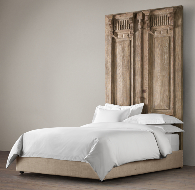 Ever since we upgraded to a king size bed we have not gotten a headboard. 19th c french carved door headboard