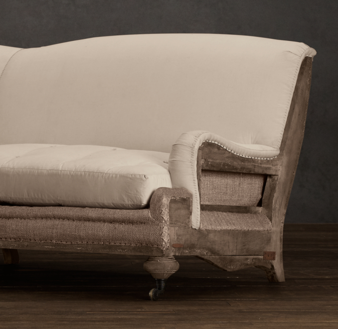 Deconstructed English Roll Arm Sofa Antiqued Cotton