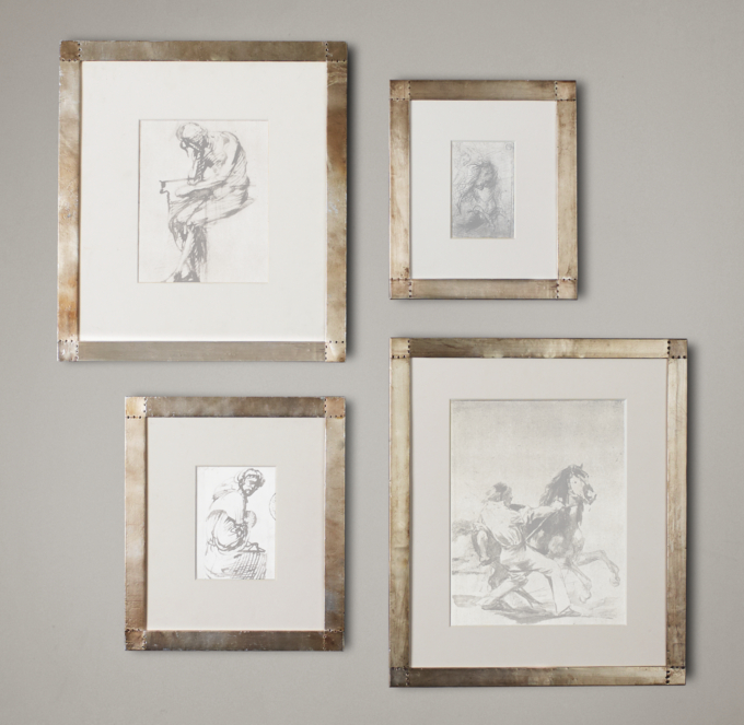 Antiqued Nailhead Gallery Frames Zinc