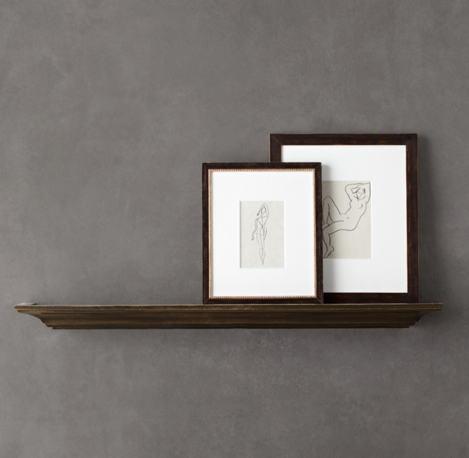 Vintage Brass and Wood Ledge