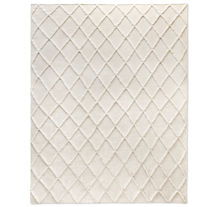 Diamante Flatweave Linen Rug - Cream/Cream