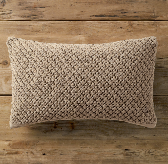 Macrame Suede Pillow Cover Lumbar Sand