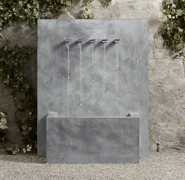 Weathered Zinc Wall Fountain 5Spout