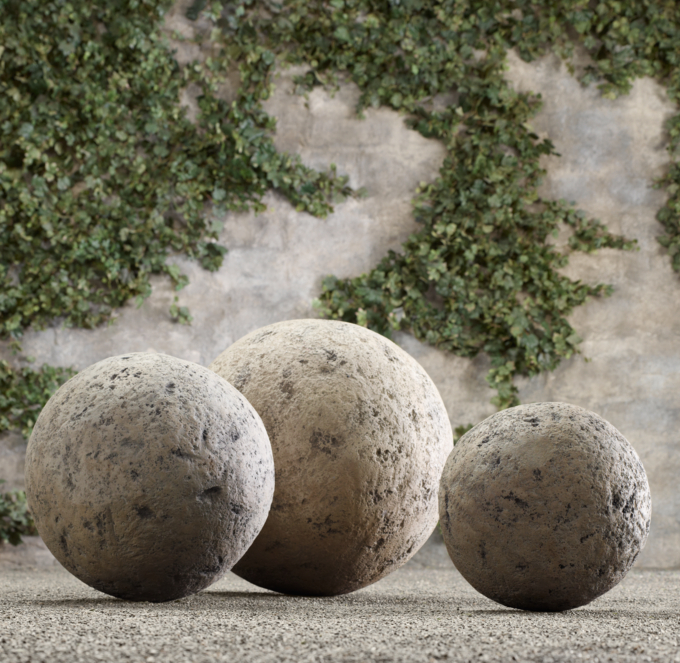 stone garden spheres