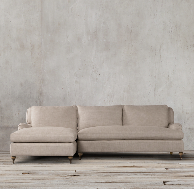 Preconfigured Belgian Classic Roll Arm LeftArm Sofa Chaise Sectional