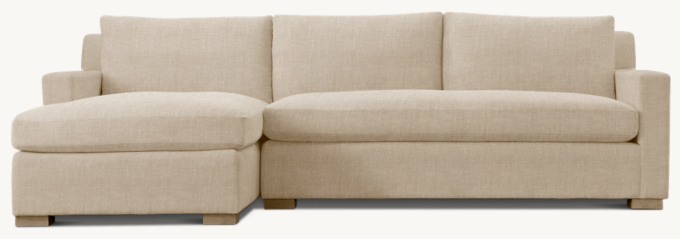 Sofá modular con diván con asiento tipo banco y brazo recto izquierdo belga