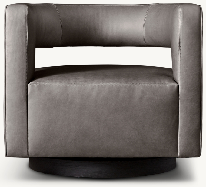 Leather swivel deals chair restoration hardware