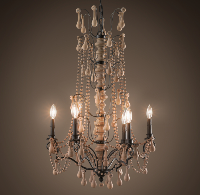 Baroque Wood Crystal Chandelier Large