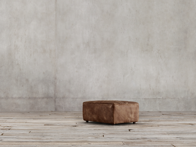 Three Quarter view of Chelsea Leather Ottoman 