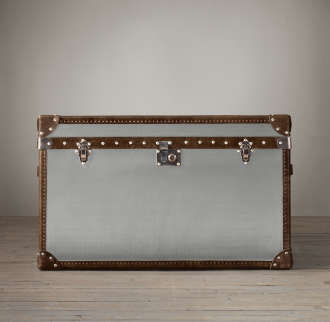 Mayfair Steamer Trunk Tall Coffee Table Brushed Steel