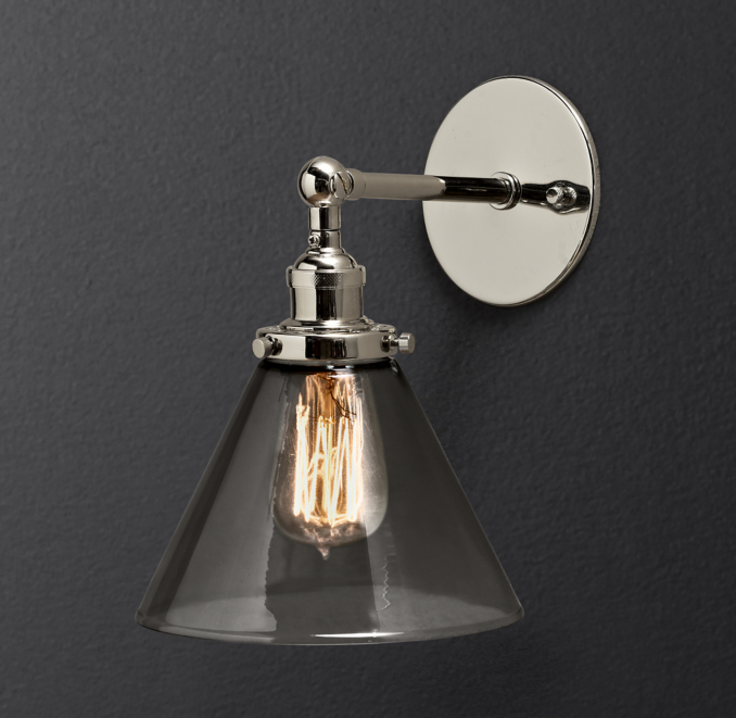 20th C. Factory Filament Clear Glass Funnel Sconce