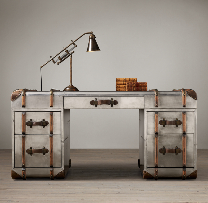 Richards' Trunk Desk - Polished Aluminum