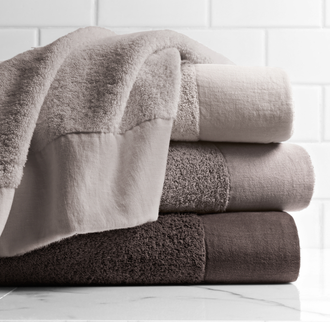 Linen-Bordered 650-Gram Turkish Cotton Towel Collection