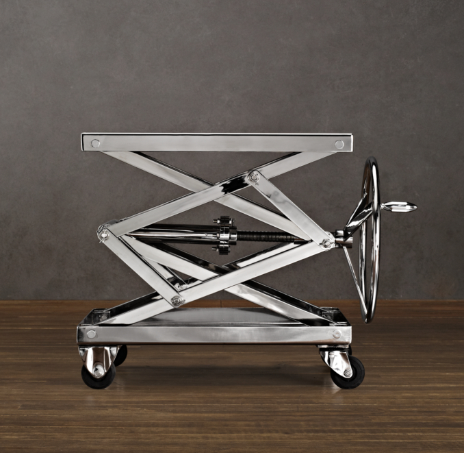 Industrial Scissor Lift Table Polished Stainless Steel (Set of 2)